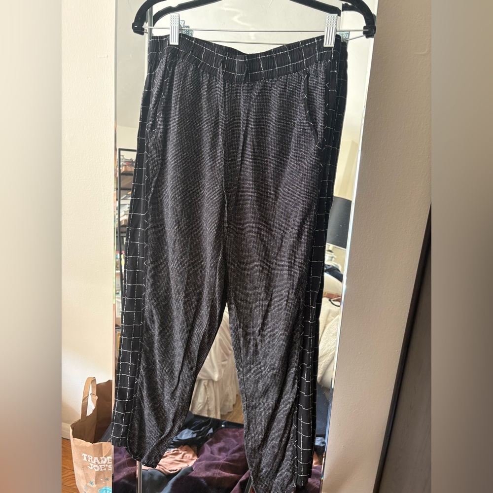 Madewell Black Grey Windowpane Side-Panel Pants